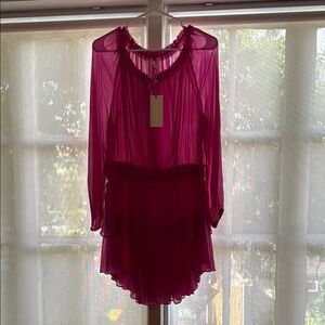 LoveShackFancy Popover Dress Size L Color Pitaya New With Tags!!!!